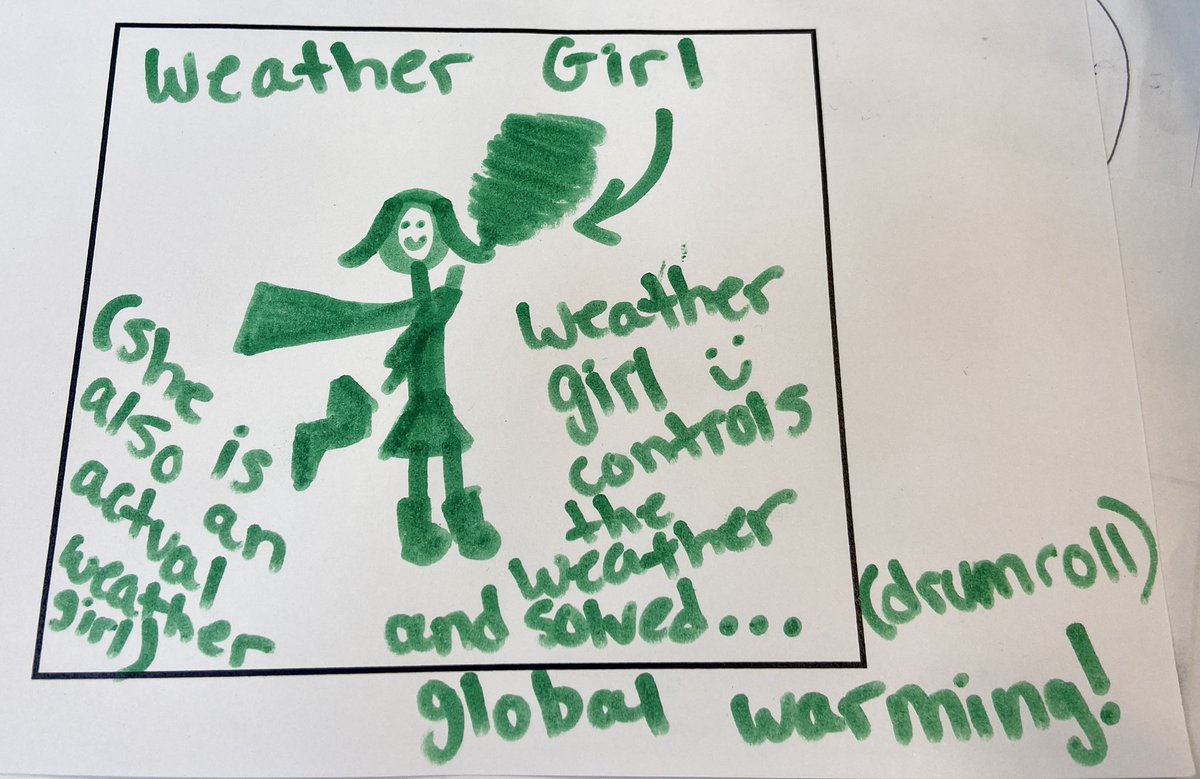 Olivia G from Harding Middle School gives us…⛈WEATHER GIRL🌪! Weather Girl knows we need to channel our super powers to fight global warming. #1 Lkwd Middle School tip for fighting global warming?  WALK TO SCHOOL #TakeAction #GlobalGoals #SDGs  #BetsyKling