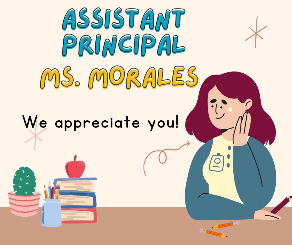 reiddinos's tweet photo. We are happy to celebrate Assistant Principal Week this week.  We love Ms. Morales and so thankful for all she does for REID.  You are DINOtastic!! #dinoleaders #leadwithHEART https://t.co/eaUhSFn9Bn