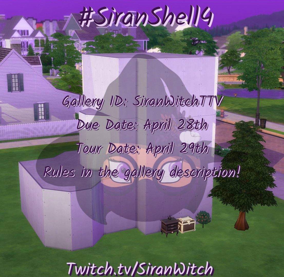 SiranWitch's tweet photo. Before I forget to post it here again, we unlocked a new shell challenge with the charity streams! It's up in the gallery, rules in the description. You can make anything out of it! I'll be giving away a Sims 4 kit to one random participant! Due April 28th. 💜 #sims4 #TheSims4 https://t.co/KjIuVU7mYZ