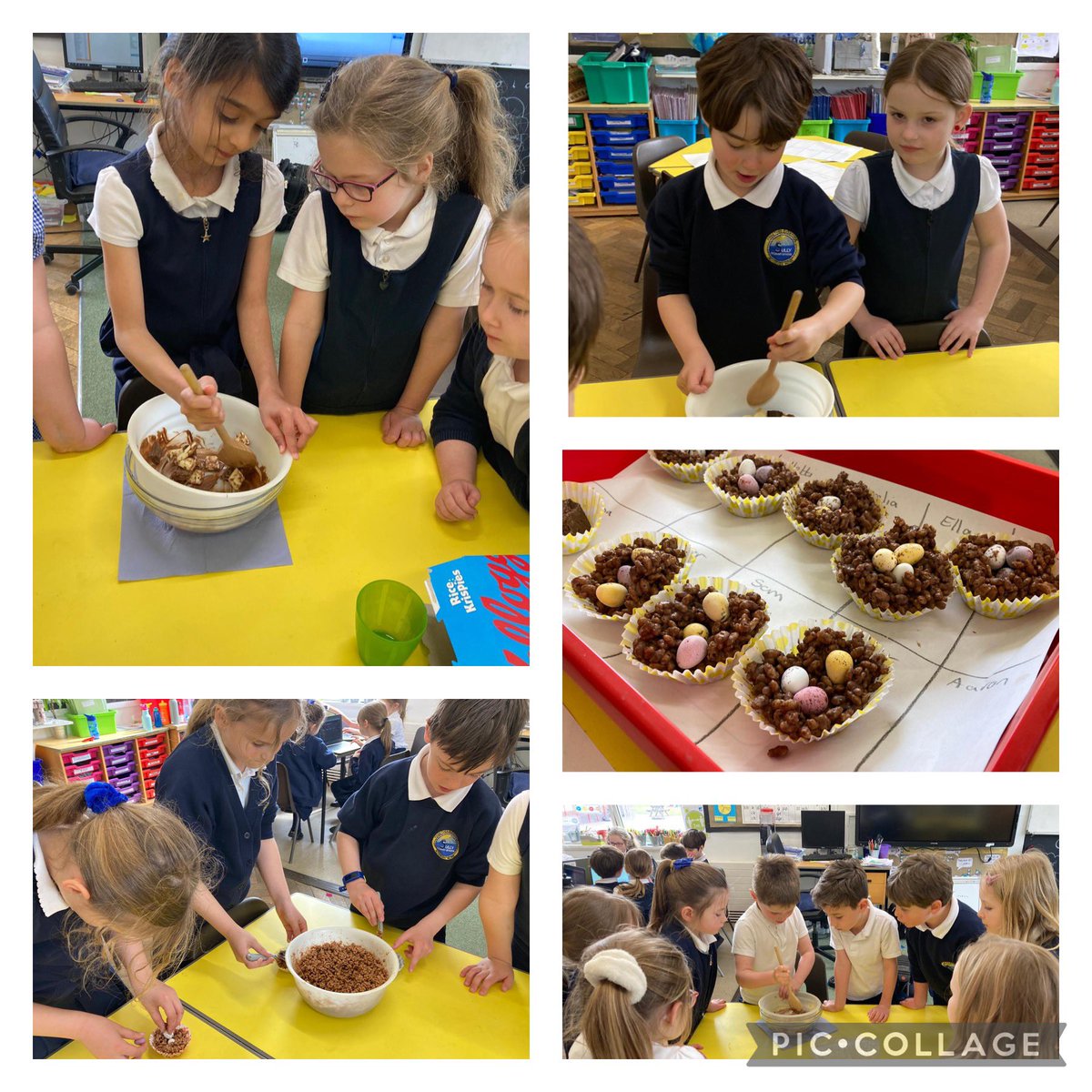 SullyPS's tweet photo. How can we make chocolate nests from hard chocolate? How can we melt it? How can we stop it being runny to eat? #SPSyear2 have been exploring changing materials by making these by themselves. #SPSresourceful #SPSScienceandTechnology #SPScurious https://t.co/BQow1xF7A5