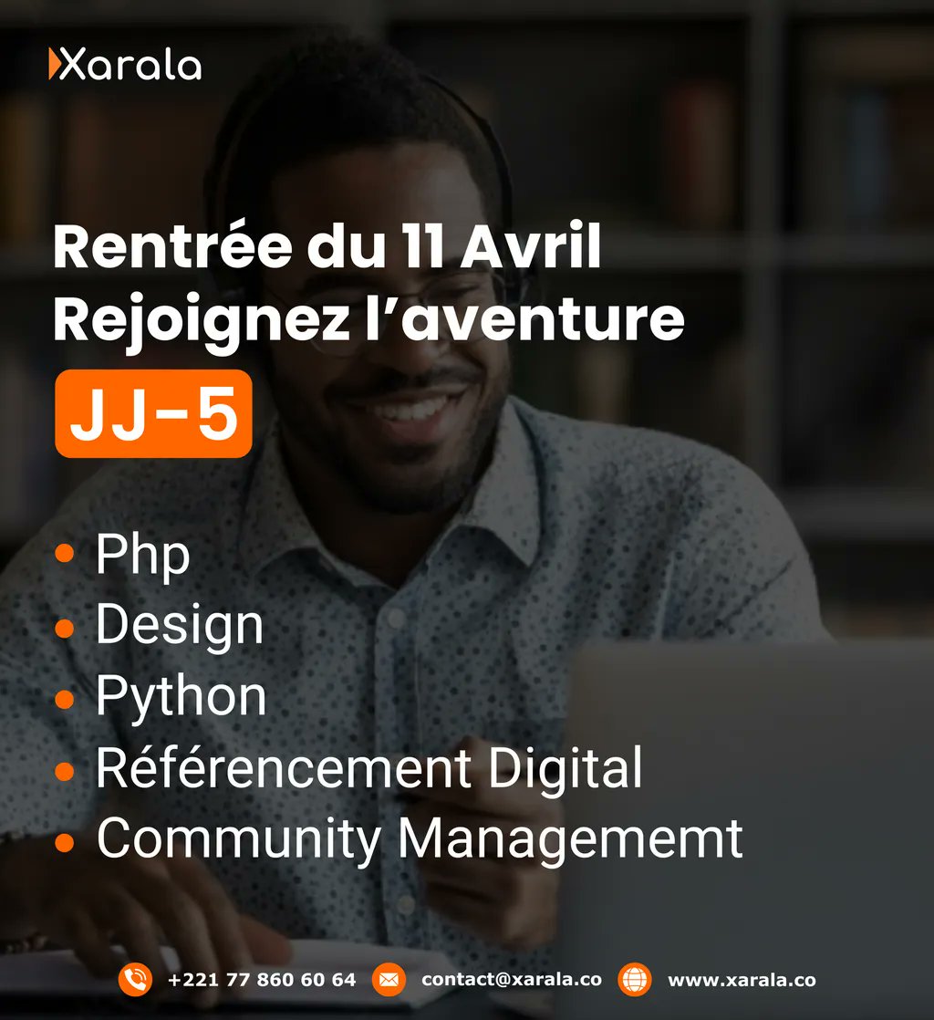 xaralatech's tweet photo. #100joursdechallenge
🔔Plus que 5 jours ⏳ pour rejoindre l’aventure
Nous avons les #soft_skills pour améliorer en 100 jours votre savoir-faire.
🚨Réserve ta place dès maintenant en suivant ce lien➡️ https://t.co/ll7ZQdhg2U
#php #python #communitymanager #referentdigital https://t.co/tbkSDpowDj