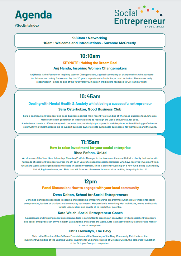 SocEntsIndex's tweet photo. The Social Entrepreneur Index is taking place this Thursday!

Join to hear from a range of experts on all things #socents. Take a look at the full agenda below 👇

Make sure you don't miss out, register here:
https://t.co/BPK2Zg150S

#SocialEntrepreneurIndex #Socents #SocEntIndex https://t.co/YH8aAYPk0I