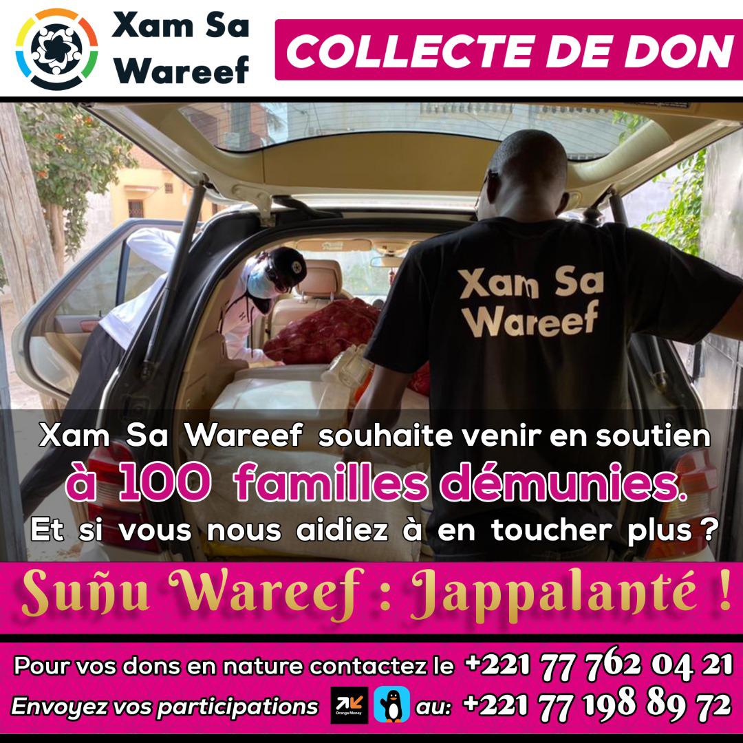 SaWareef's tweet image. #XamSaWareef souhaite venir en soutien à 100 FAMILLES démunies de la région de Dakar et en régions par un don de produits de première nécessité, qui leur permettra de couvrir durablement leurs besoins quotidiens. 
#kebetu #sunucitoyennete #XSW
Suñu Wareef : Jappalanté ! 🤝🙏
