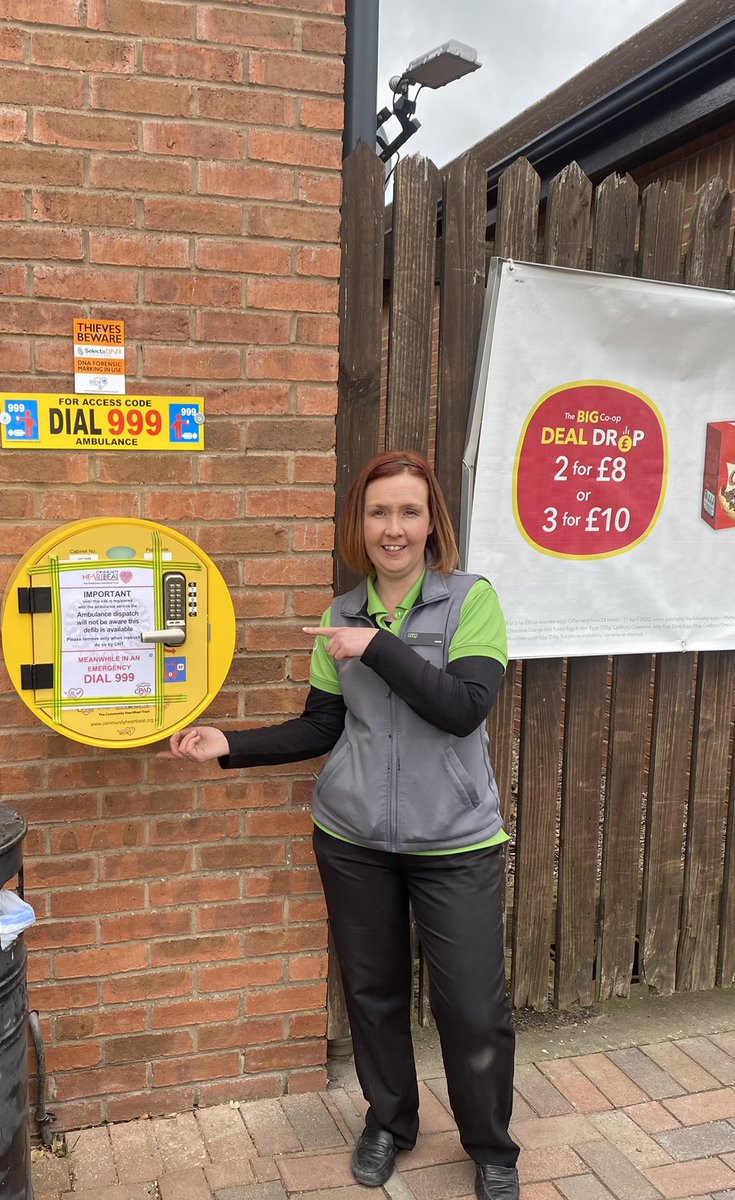 Our community defib installed today at Bicton Heath Coop! Thankyou to everyone who helped fundraise. Your Coop, your Community #Valuesinaction #midcountiescoop