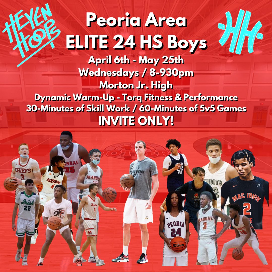 PEORIA AREA ELITE 24 High School Boys
INVITE ONLY!

Top players in Peoria, IL Area getting together for the next 8 Wednesdays for Skill Work and 5v5 Runs. Again, this is INVITE ONLY! Roster is almost full! If you’d like to be a part of this, shoot us a message! #peoria