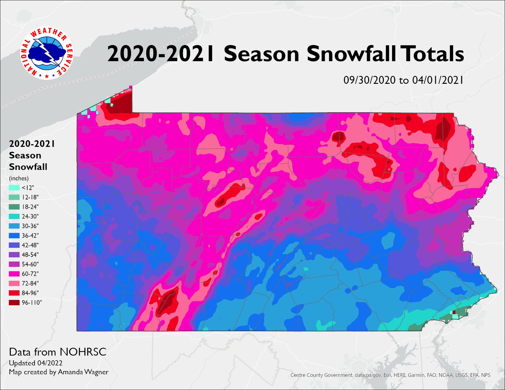 NWS State College on Twitter "Curious about the 20202021 snowfall