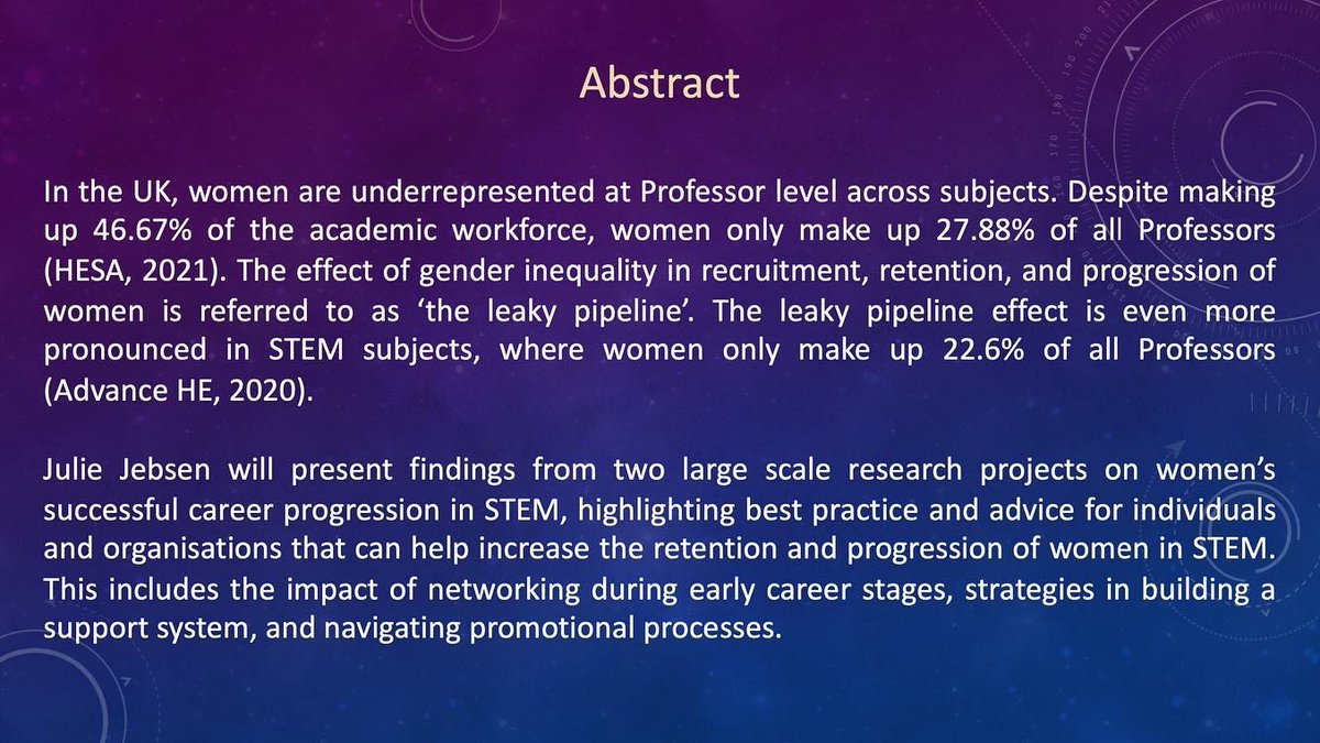 The UCL Women in Physics Group has a fantastic speaker tomorrow, <a href="/JulieJebsen/">Dr Julie Jebsen</a>, addressing the very important topic of Women’s career progression in STEM – come along!
 
All are welcome to attend. DM me or drop me an email for the zoom details ✨ 

#womeninphysics #womeninstem