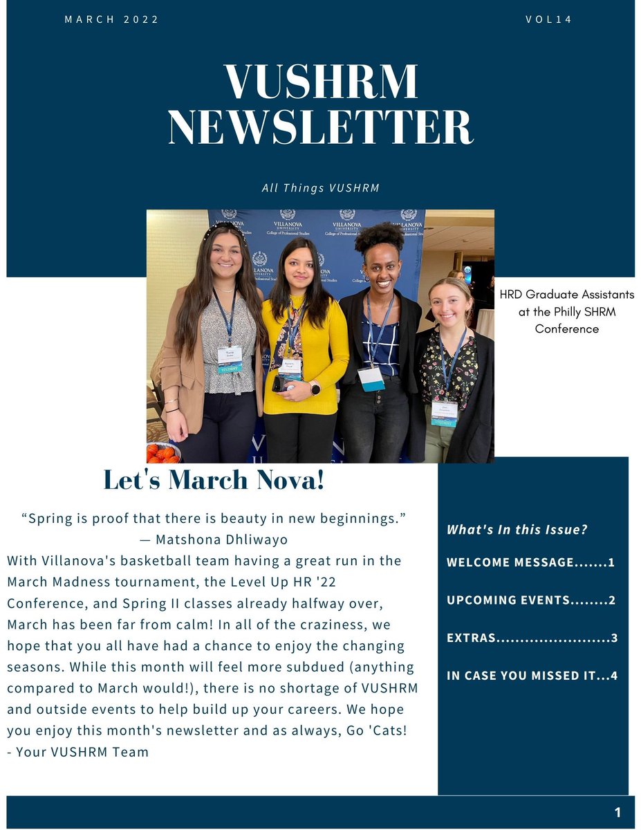 March was a busy month &amp; full of amazing events! We cannot believe the #LevelUpHR22 conference was already a month ago! Check out our full newsletter to see what VUSHRM has in store coming up &amp; how you can keep #levelingup your career.✌️💙 Link in bio.