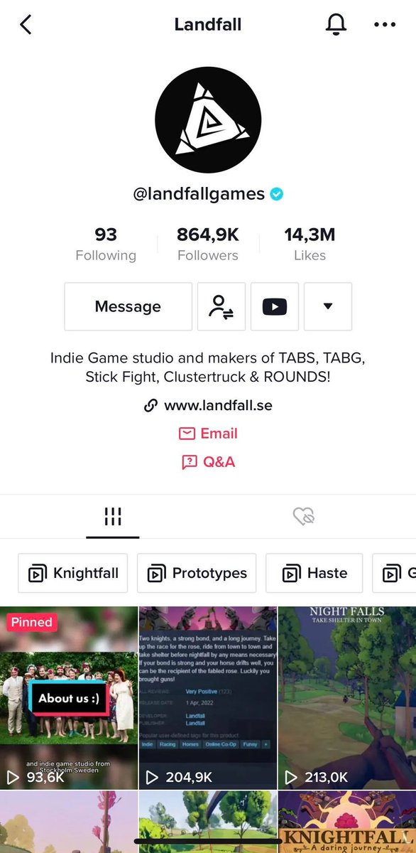 It’s been a year since we (@landfallgames) started posting properly on TikTok! 

In that time we’ve made 500+ videos, gotten 14+ million likes and 860K+ followers. Here are some takeaways. A very long🧵