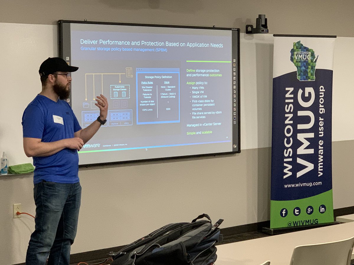 It’s been a long time… <a href="/importcarguy/">Tony Reeves</a> talking #VSAN to start our first in person #wivmug meeting since Feb 2020. #vmug