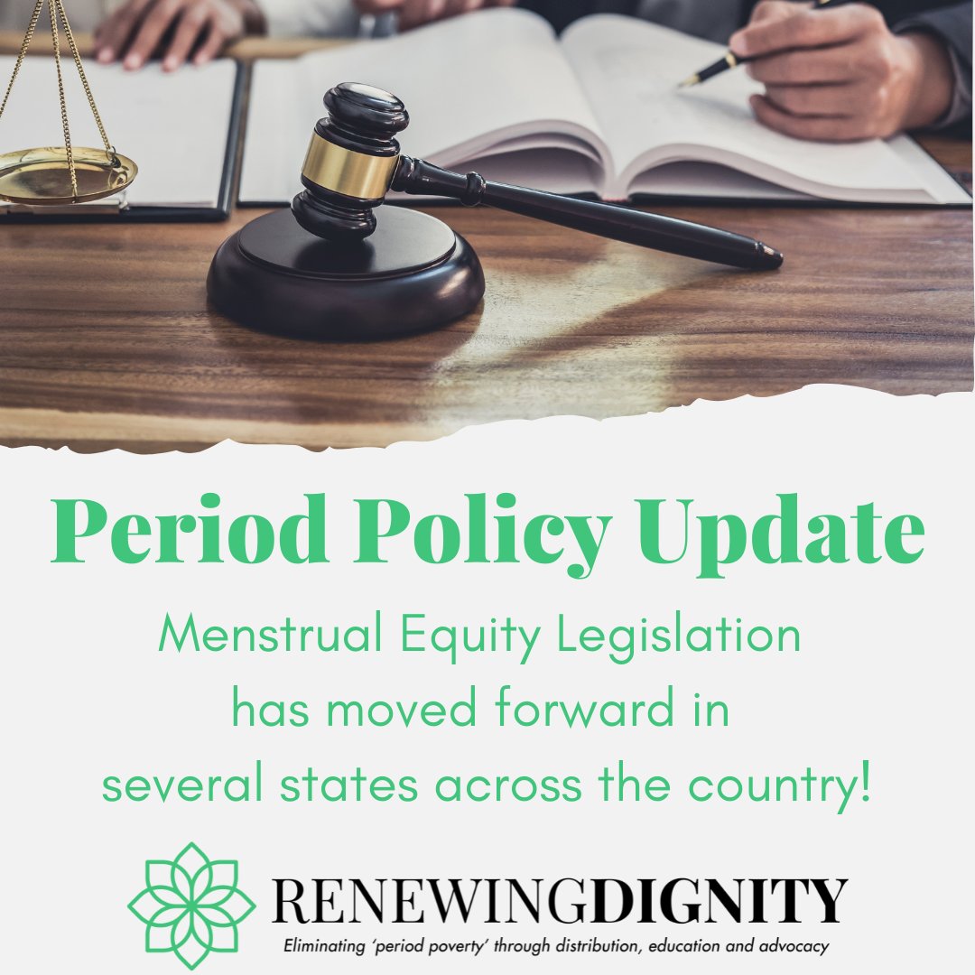 renewingdignity's tweet photo. The latest #PeriodPolicy Update from @periodmovement: Since the start of 2021, #menstrualequity legislation move forward in Colorado, Virginia, Michigan, Utah, Hawaii, and Washington D.C.!
Keep up-to-date on #PeriodEquity Policy with our newsletter: https://t.co/RiH5VmAxAK https://t.co/ScH1b5r8EX