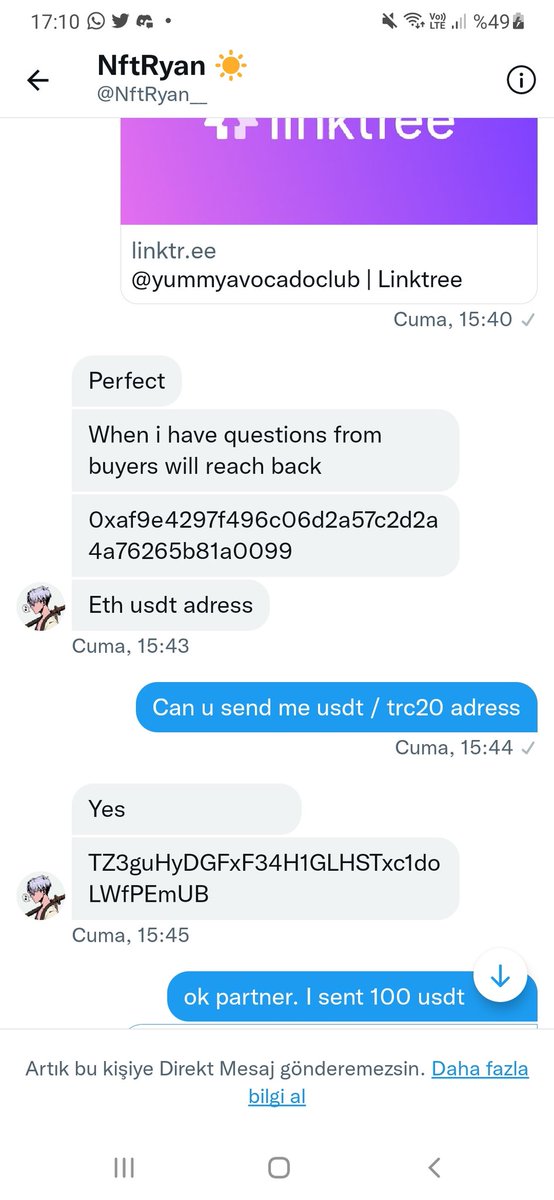 Yummyavokado's tweet image. Hi everyone @NftRyan__ is a scammer. Let's spread it so that other friends are not victims like us. #YACfam #nft #NFTCommmunity #nftscams