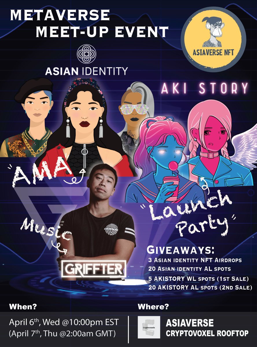 AsianID_NFT's tweet photo. 🎁10 x AL Spots &amp; OG Spots Giveaway🎁

 1. RT + ❤️
2. Tag frens  
3. Comment with a question for this upcoming AMA event

⏰48hrs. https://t.co/dsSZZZ9xNi