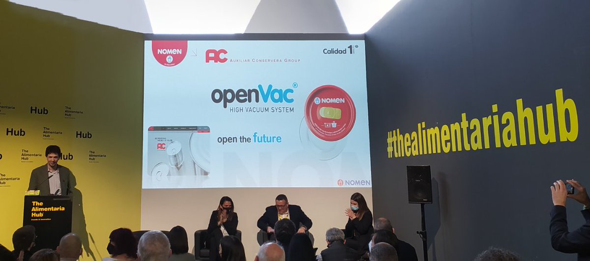 auxiliarcon's tweet photo. ¡Estamos en The Alimentaria Hub presentando #OpenVac en el nuevo lanzamiento de #calidad1minuto! 🙌 de Nomen Foods. https://t.co/vZPnEJE0Xu