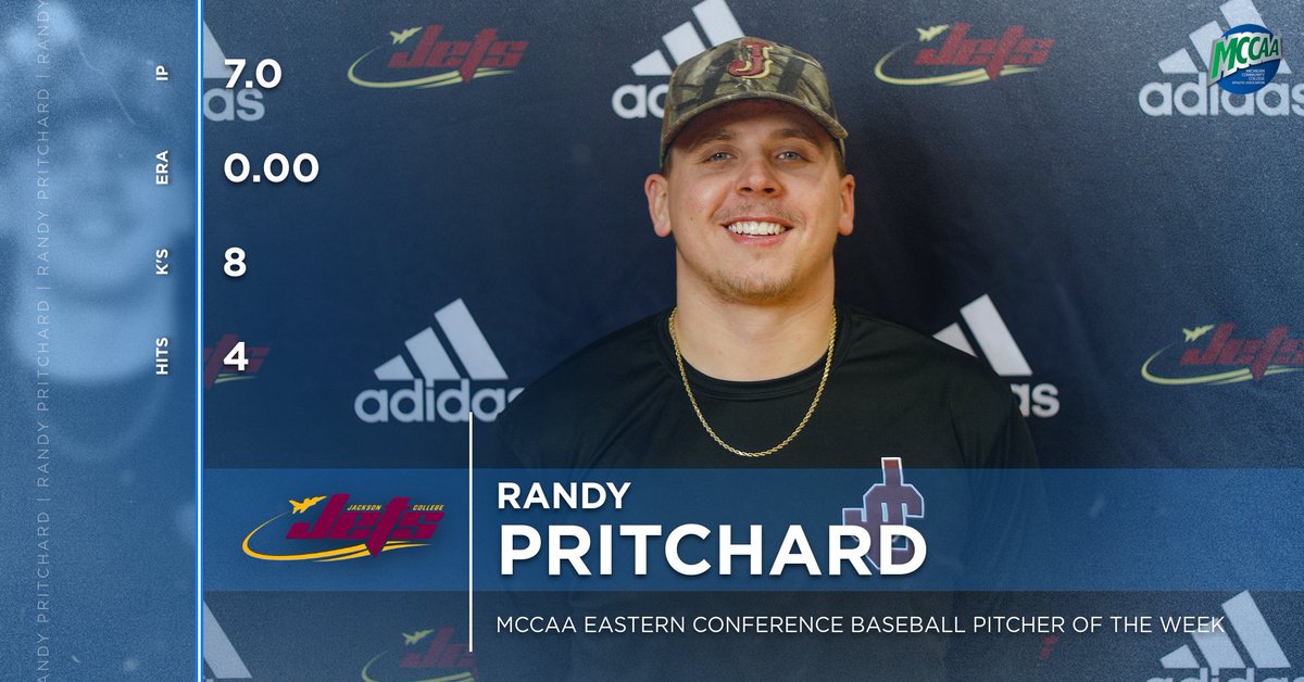 MichCCAA's tweet photo. Jackson's Pritchard named MCCAA Eastern Conference Baseball Pitcher of the Week https://t.co/0VsnsL1uAk https://t.co/q1Eh4JTTJw