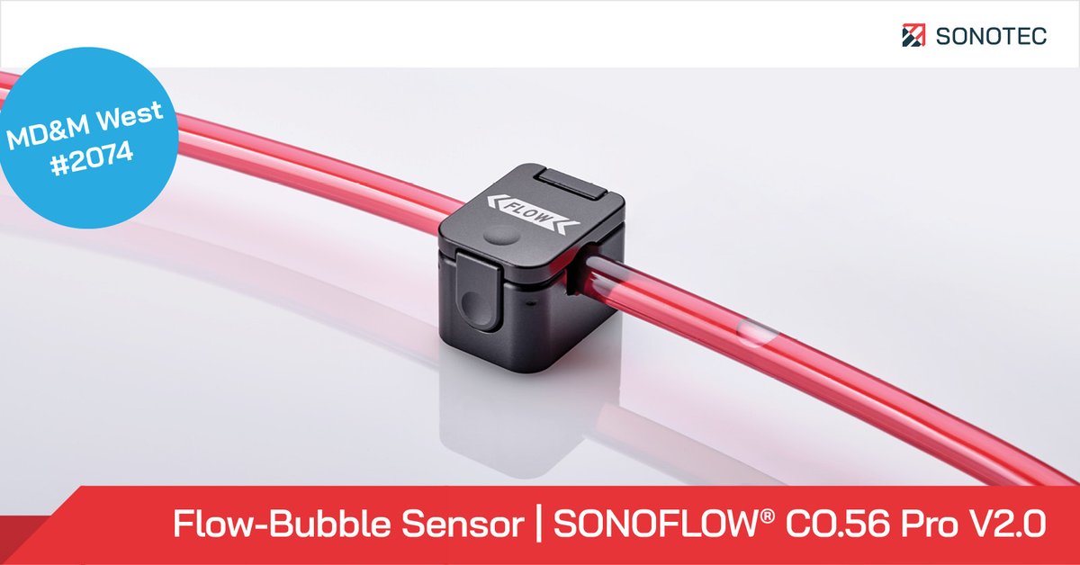 SONOTEC's tweet image. New Flow-Bubble Sensor #SONOFLOW CO.56 Pro V2.0 Meets Highest Medical Standards for Maximum Patient Safety. Launch at MD&amp;amp;M West (April 12-14, #Anaheim, #USA, booth #2074) #IMEWest #DiscoverEngineerBuild #medtech @IME_Events #SONOTEC