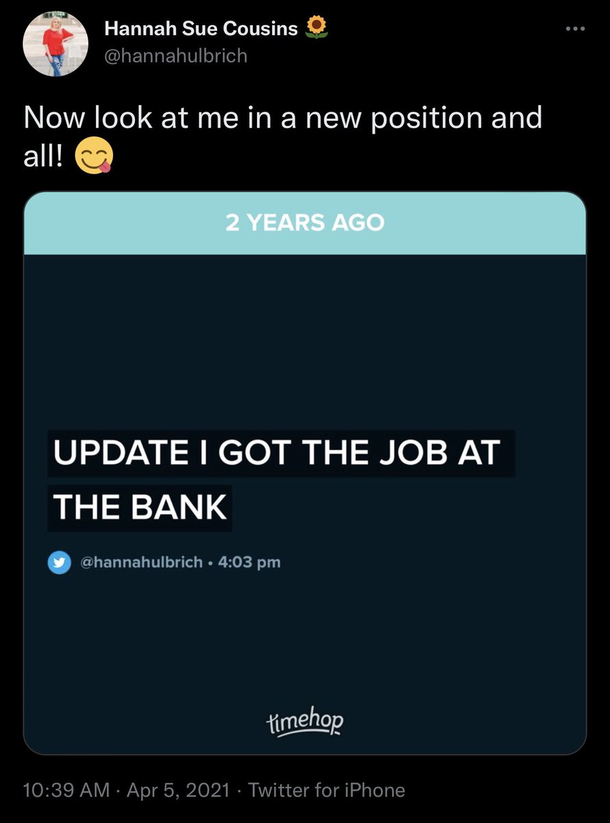 hannahulbrich's tweet photo. I love seeing this because now I am in ANOTHER new position with the bank 😂 Monday will be 3 years 💚 https://t.co/ta4FcRdEQ5