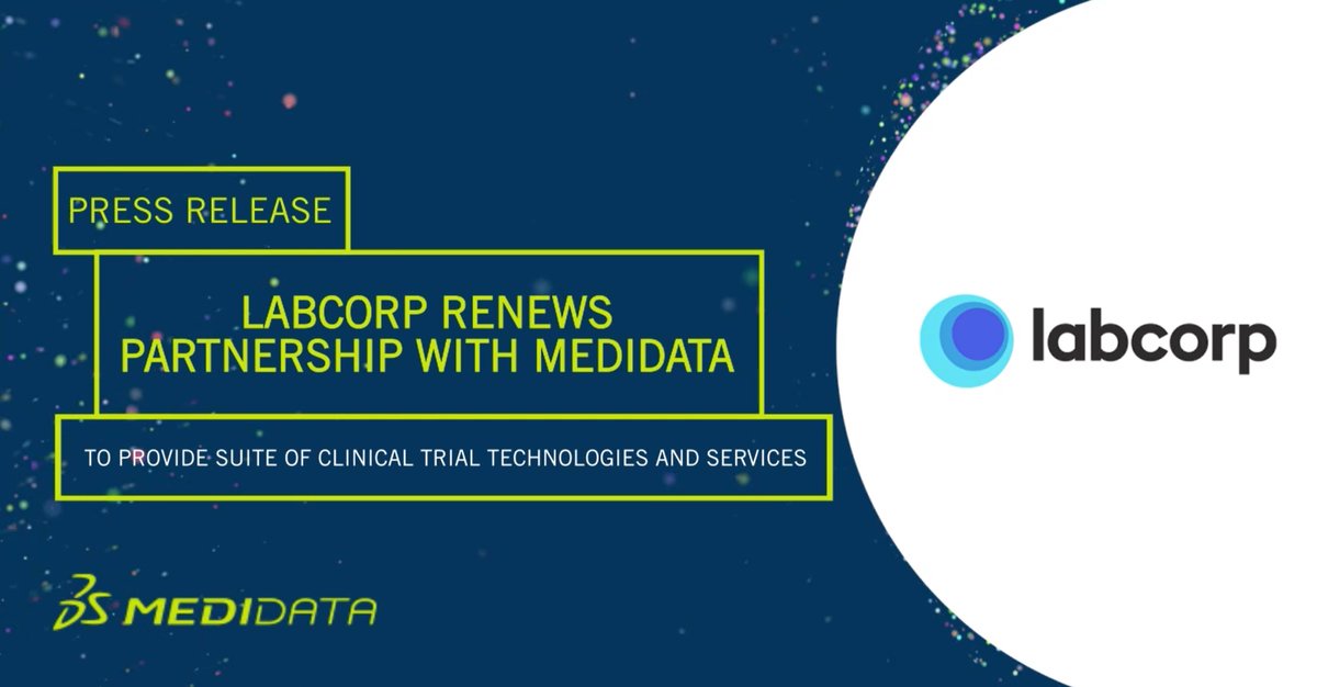 WendySciences's tweet photo. I'm proud to announce that @Labcorp has selected my company @Medidata's #tech platform to extend their 14-year #partnership, continuing their initiative to co-develop #biomarkers &amp; expand #decentralizedtrials (DCTs). Read more in Medidata's press release: https://t.co/ELsHyav4Nt https://t.co/llCsVP4FEo