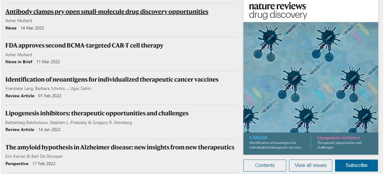Nature Reviews Drug Discovery (NatRevDrugDisc) / Twitter
