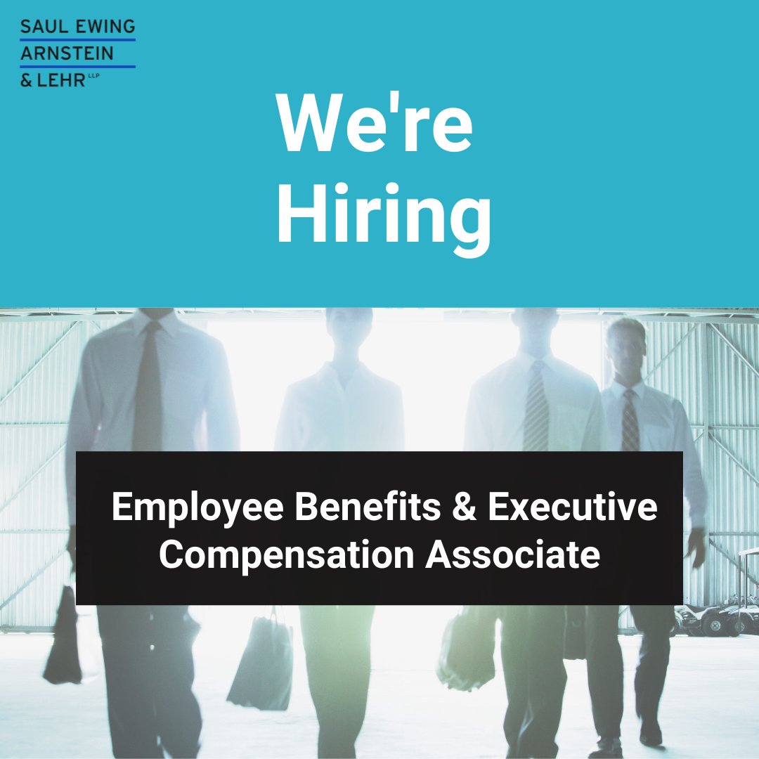 SaulEwing's tweet photo. ❗️Seeking an associate to join our Employee Benefits and Executive Compensation group.❗️
Ideal candidates should have 3-6 years of broad-based employee benefits experience. Office location is flexible. #Apply here: https://t.co/K6IwcZ8NzS #SEALJobs #Hiring https://t.co/qci5QkxNv9