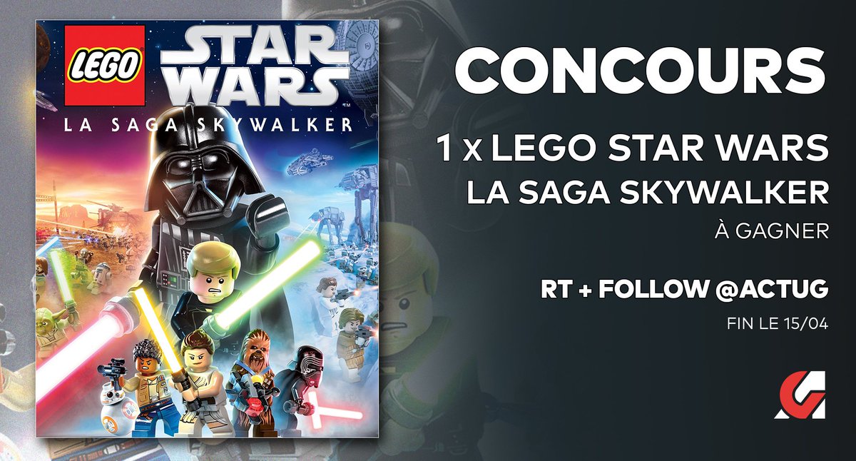 #CONCOURS 🎁 : 1 x LEGO Star Wars La Saga Skywalker à gagner, console au choix ! 😁✨

Pour jouer :
💥 #RT
💥 Follow <a href="/ActuG/">ActuGaming</a>
💥 Dis-nous la console souhaitée (PS4, PS5, Switch ou Xbox) 🥰⤵️

Fin 15/04 ✨ #LegoStarWarsTheSkywalkerSaga

TEST en vidéo : youtu.be/CT6AGAtAC1k