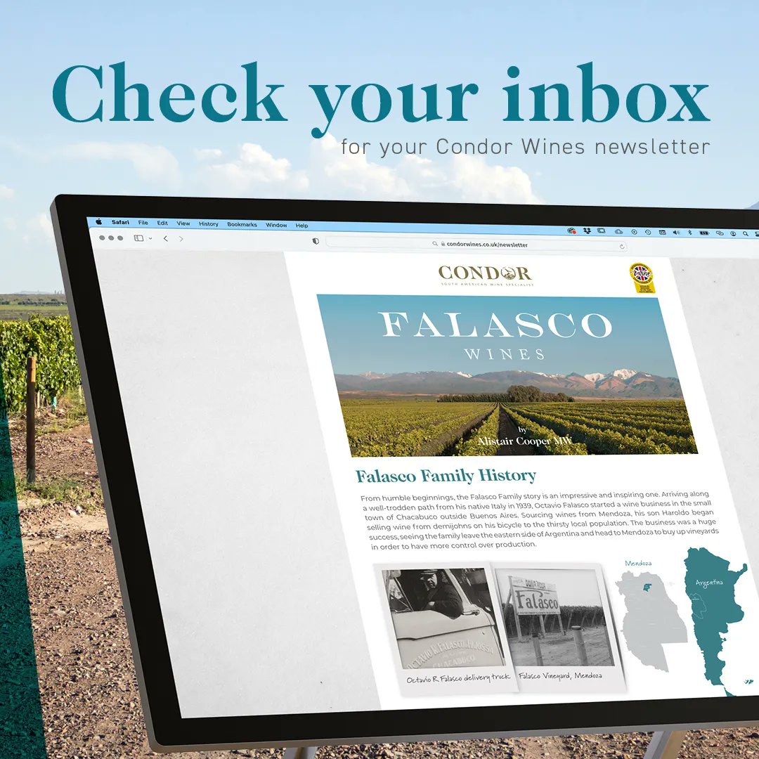 🚨 New News Alert 🚨

Our latest newsletter is out now! 
Find out more about fantastic NEW addition to our range from <a href="/FalascoWines/">Falasco Wines</a> in #Mendoza 🇦🇷

Check your inbox and call us for more information 📞

#condorwines #wine #winetasting #winesofargentina #southamericanwines