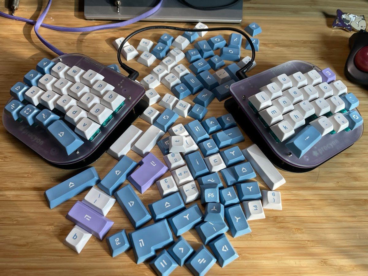sbkeebs's tweet photo. pov: you're a 40% user that had to buy a base kit (not ripping on Berry Yogurt in particular, i love this set)

anyway does anyone need some DSA mods, F-row and numrow? https://t.co/3vB9CAYnGu
