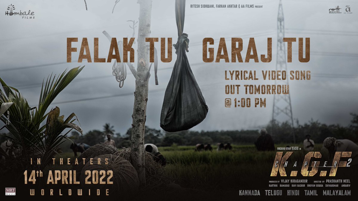 excelmovies's tweet photo. This is the voice of every mother. #FalakTuGarajTu lyrical video out tomorrow at 1pm. Stay tuned.

#KGFChapter2 

@Thenameisyash @duttsanjay @TandonRaveena @SrinidhiShetty7 @prashanth_neel @RaviBasrur @hombalefilms @VKiragandur @Mrtmusicoff @ritesh_sid @FarOutAkhtar @AAFilmsIndia https://t.co/cmY7dnSjrf
