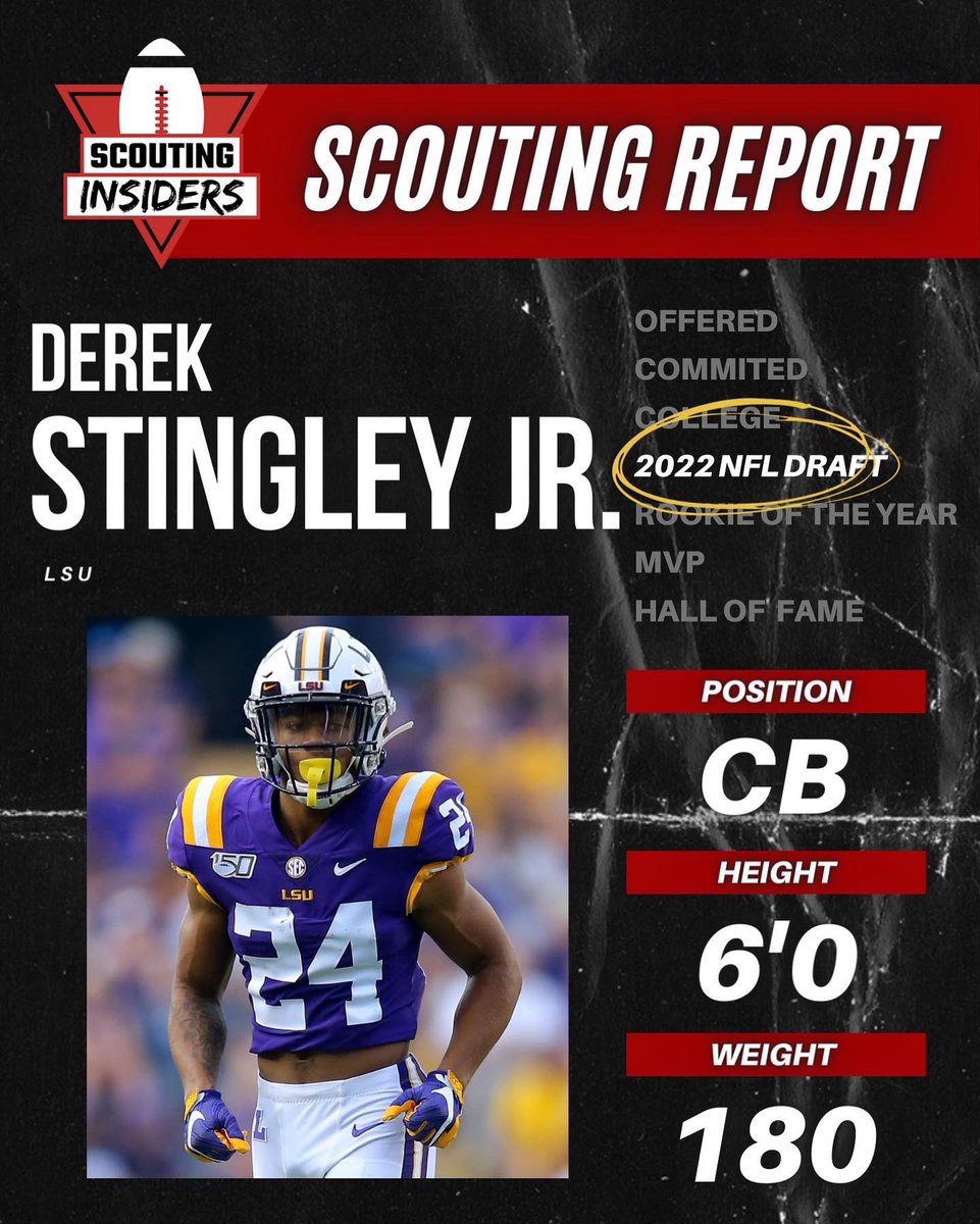 S_Insiders's tweet photo. 2022 NFL Draft Scouting Report: Derek Stingley Jr, Cornerback from LSU #NCAA #ncaafootball #collegefootball #college #football #CFB #sports #NFL #NFLDraft #nflmemes #nflfootball #nflnews #nflsunday #nflhighlights #nflupdates #lsu #lsufootball #lsutigers #lsutigersfootball https://t.co/D8lefG6a0L
