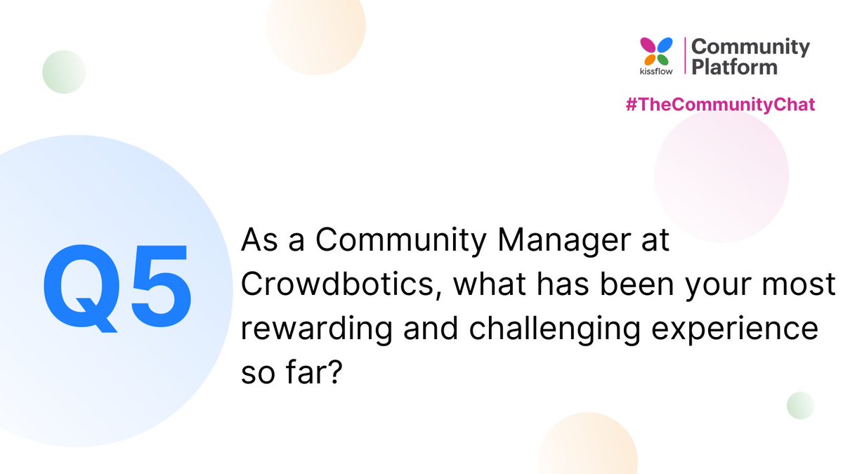 KFCommunitySW's tweet photo. Q5: As a Community Manager at Crowdbotics, what has been your most rewarding and challenging experience so far? @zacharyFGriset
#TheCommunityChat #KCP #SaaScommunity #commgr #communitybuilding https://t.co/YHI17vNwBs