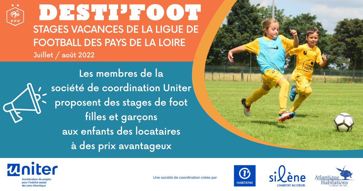 uniter_44's tweet photo. Une semaine 100% foot pendant l’été : c’est ce que proposent #Uniter44 et @LigueFootLFPL pour la deuxième année consécutive, aux jeunes locataires &amp; à tarif préférentiel ! Inscriptions et détails sur https://t.co/KfZv3YuG8i 
#innovationsociale #bailleursocial #partenariat https://t.co/IH3fkzGppI