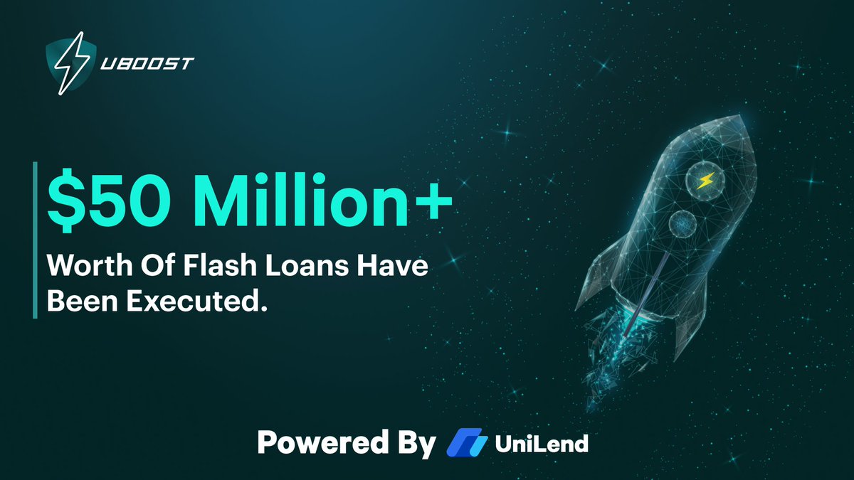 uBoostApp's tweet photo. Achieving the BIG 50 Milestone🎊

More than $50 Million Worth of #FlashLoans have been executed🔥

🔸$30.8 Million+ on @0xPolygon

🔸$18.8 Million+ on  @BinanceChain

🔸$547k+ on @ethereum

📲DApp Link: https://t.co/0Lo2cbT4Ch

⛔No coding is required to take Flash Loans on Dapp! https://t.co/aQ9L3GuwOs