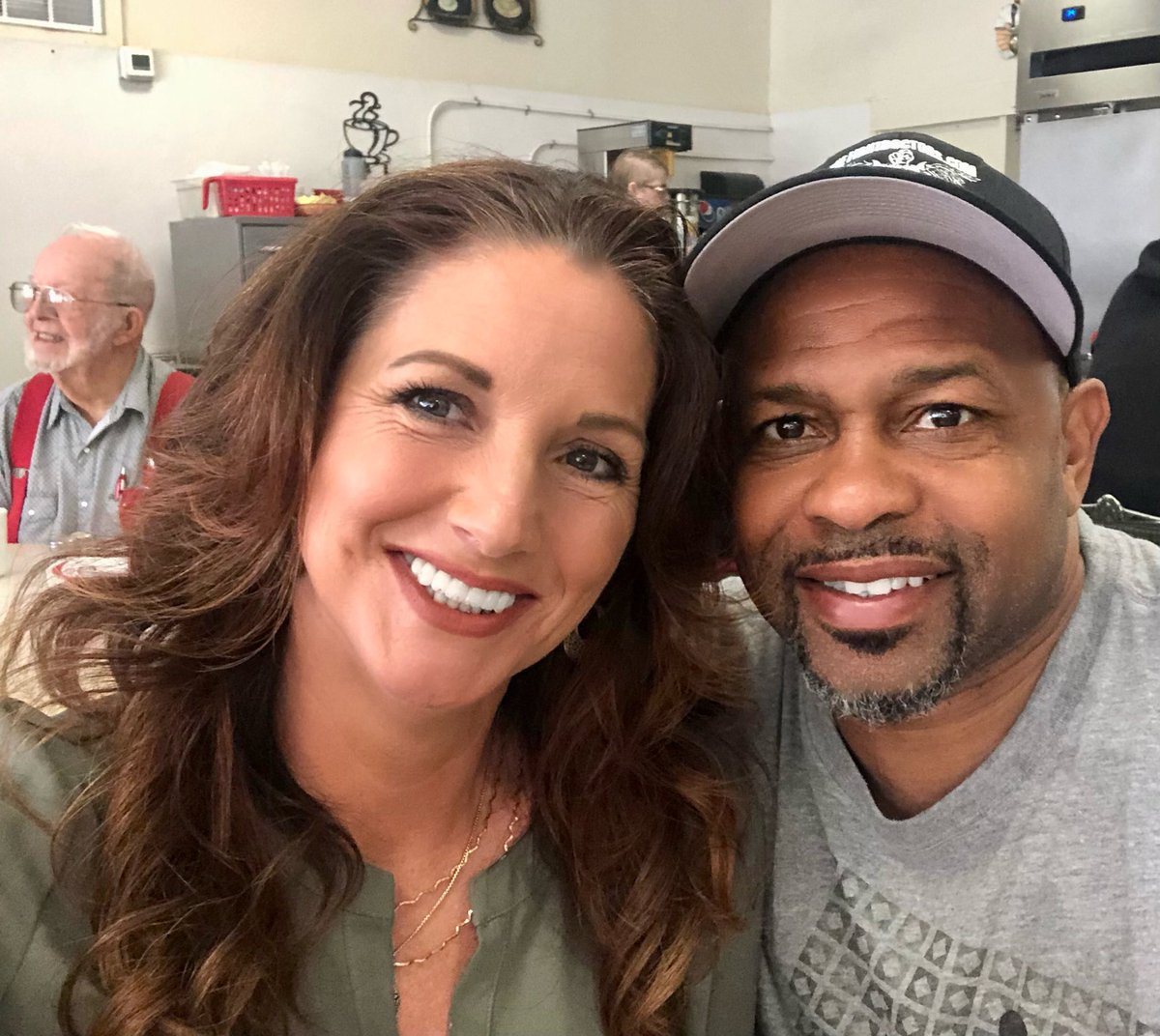 Panhandle celebrities are always fun to hang with <a href="/_RoyJonesJr/">Roy Jones Jr</a> ~ coffee &amp; grits on the menu today #panhandle #florida #Pensacola