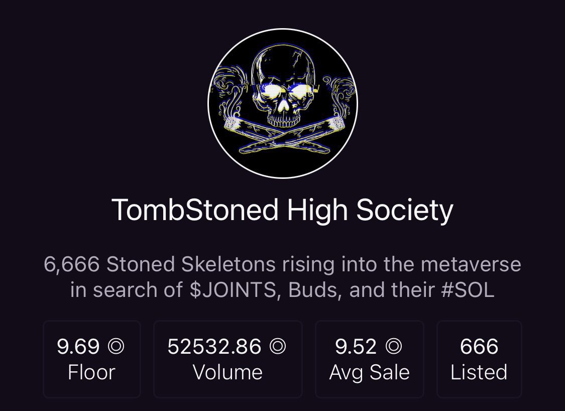 TombStonedHS's tweet photo. Only 666 Skeletons listed. 

Over 50% staked in the Graveyard. 

What might happen next?
🪦🍃 https://t.co/IhJXhwkTih