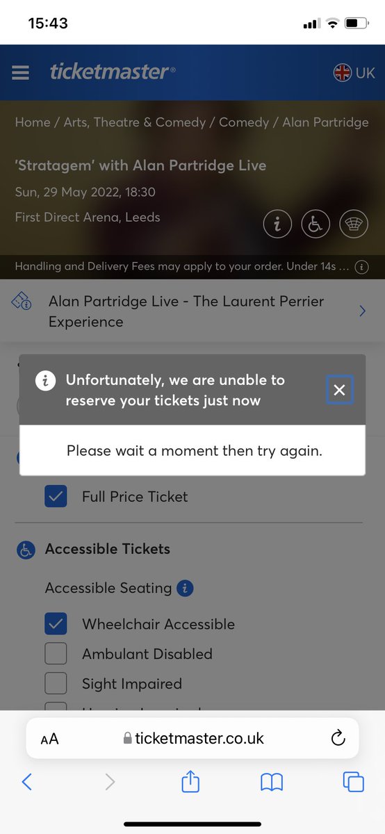 neilbaker9's tweet photo. @TicketmasterCS Hi this is the message I keep getting. https://t.co/EQi8KT0yqu