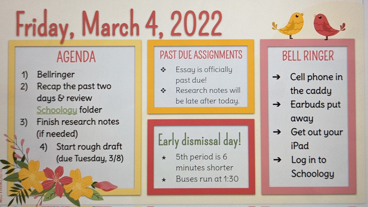 At the risk of sounding "basic," one of favorite tech tools is Google Slides. I believe in clear expectations and making learning fun, which I try to combine with my daily agenda slides
#sanangeloisdtweets22