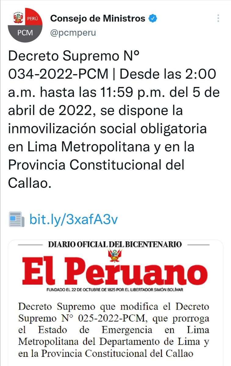 Vero_Mendoza_F's tweet photo. 2/3 Mi total rechazo a esta medida arbitraria y desproporcionada que antes se impuso en el "Corredor minero del Sur" y otras regiones y que nunca resolvió nada sino, por el contrario, puso en riesgo los derechos humanos y ahondó la distancia entre el Estado y la gente. https://t.co/kMOkJmKRo8