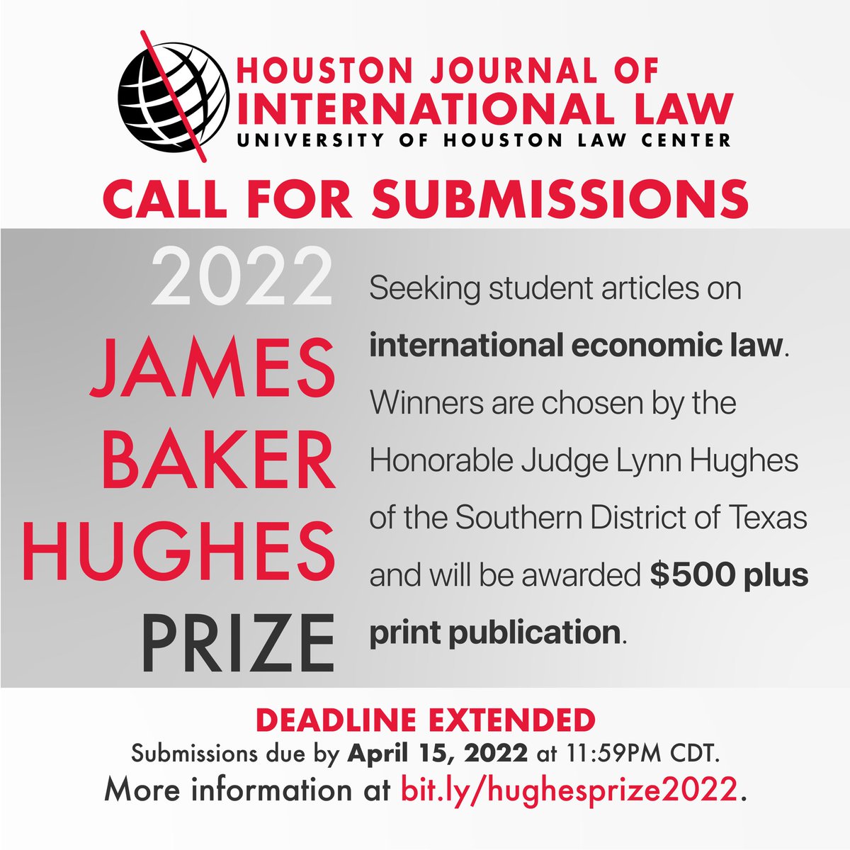 HJILuhlc's tweet photo. The deadline for the James Baker Hughes Prize has been extended to April 15, 2022. More information at https://t.co/BM1FiqHuUx. https://t.co/MGwkExmeiY