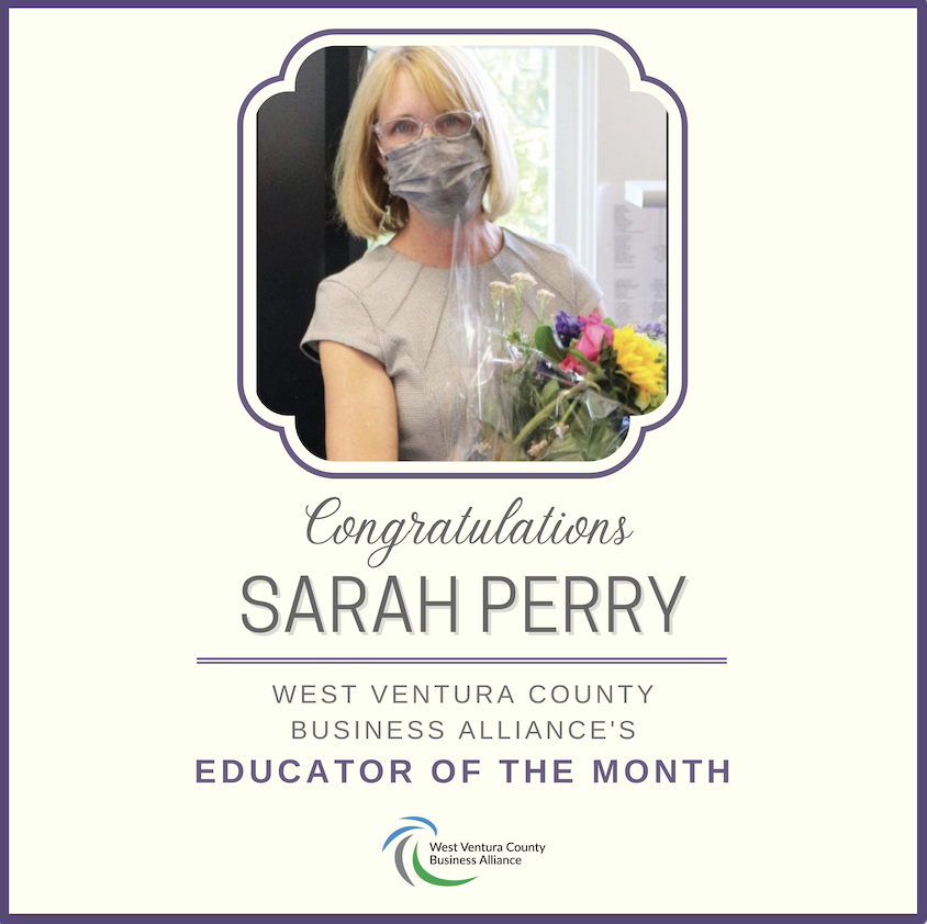 Congratulations to Sarah Perry of Santa Rosa Technology Magnet School! She was recently named West Ventura County Business Alliance's Educator of the Month! 🎉🎉🎉

Don't miss her in the <a href="/CamarilloAcorn/">Camarillo Acorn</a>: bit.ly/3JcPmzF  

#PVSD #PVproud #Camarillo <a href="/wvcballiance/">West Ventura County Business Alliance</a>