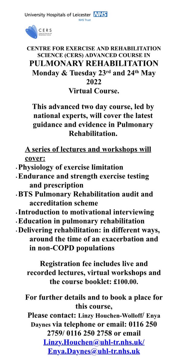 Registration is now open for our popular Advanced Pulmonary Rehabilitation course. Join us online in May…