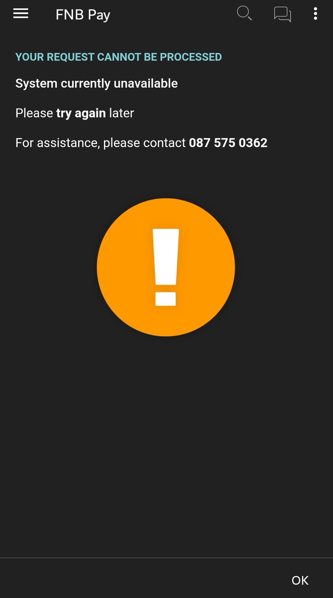 AbsentMindGuy's tweet photo. @FNBSA I keep getting this message when I try to use tap to pay. What may the issue be? NFC is on and it worked previously. https://t.co/XAKyw5GwnG