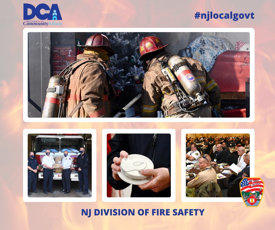 DCA's <a href="/NJFireSafety/">New Jersey Division of Fire Safety</a> serves as the state’s central fire service agency responsible for the development &amp; enforcement of the State Uniform Fire Code, implementing public education &amp; firefighter training programs. 
Learn about our Divisions: nj.gov/dca
#NJLocalGovt