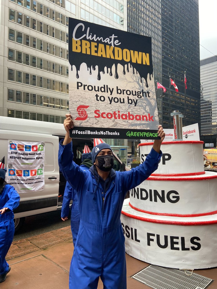 GreenpeaceCA's tweet image. This party will never stop! RT this message to say you don’t support fossil fuel colonialism and neither should @scotiabank or Canada’s top banks. Let’s make sure they hear our anniversary wishes loud and clear! #FossilBanks #WorseThanYouThink &amp;gt;&amp;gt; act.gp/3K9AgfC