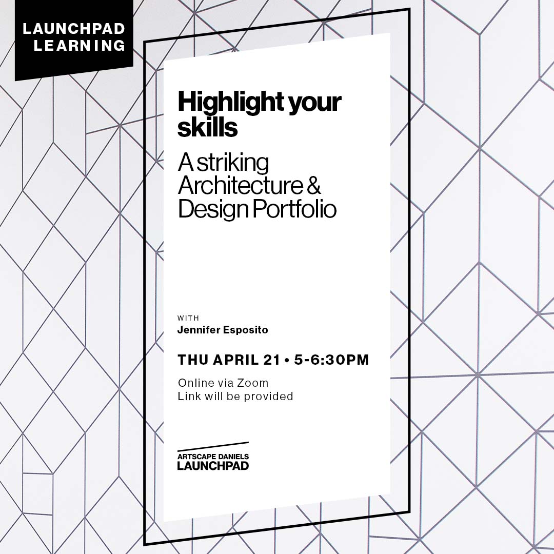 LaunchpadTO's tweet photo. 'Highlight your skills: A Striking Architecture & Design Portfolio' - April 21st at #LaunchpadLearning!
This workshop, hosted by registered architect Jennifer Esposito, will provide you with the tools needed to craft a compelling design portfolio.
https://t.co/KU2weBoxGJ https://t.co/i05RVYGE58