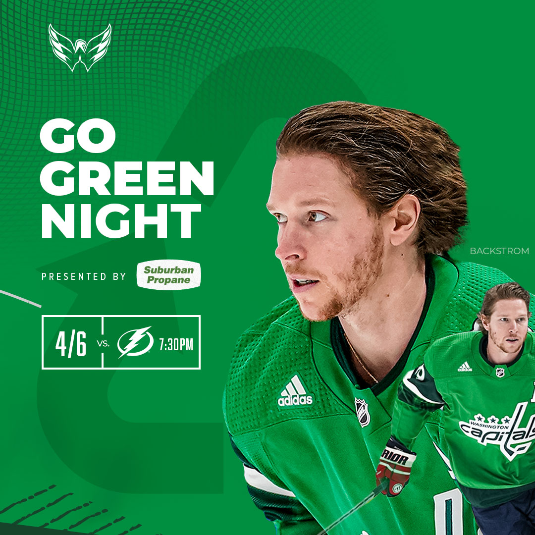 The Caps will wear green warmup jerseys during Go Green Night to