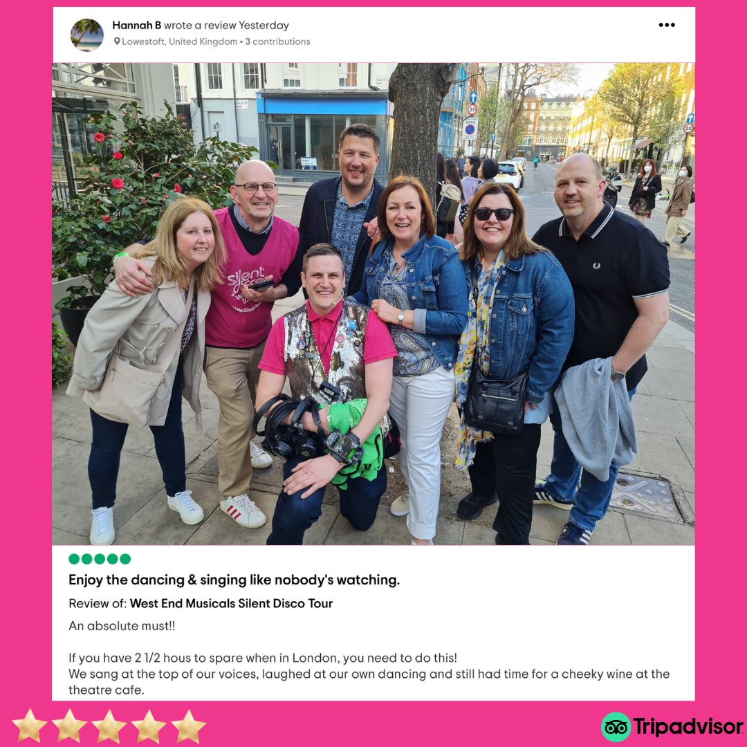 silenttours's tweet photo. Music, dancing, the best city in the world and wine at the theatre café – a perfect day! ✨

We’ll bring the fun, you bring the company!

#tripadvisor #walkingtours #whattodoinlondon #londonblogger #londonbloggers #londonday #dayoutinlondon https://t.co/IEBOOvL1vP