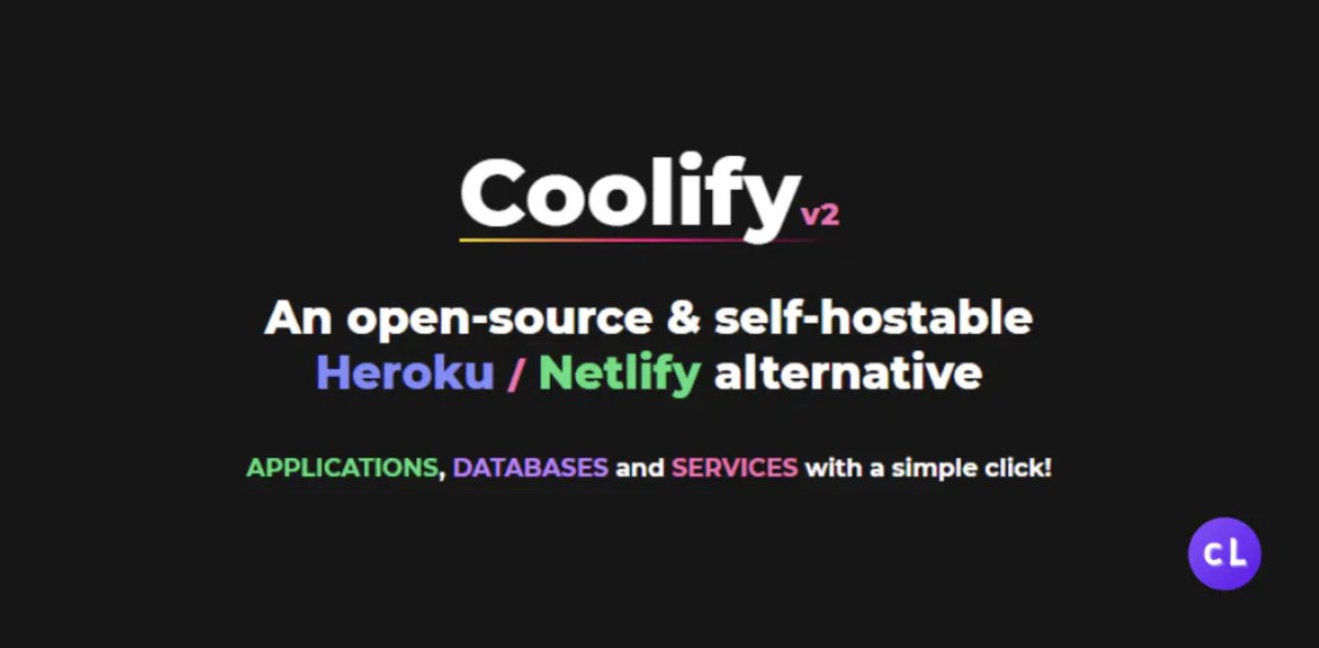 ProductHunt's tweet photo. Coolify is an open-source and self-hostable all-in-one (IaaS) solution to host your applications, databases, or other open-source services.

https://t.co/N1pTt4Vzyu https://t.co/ZXg89B40as