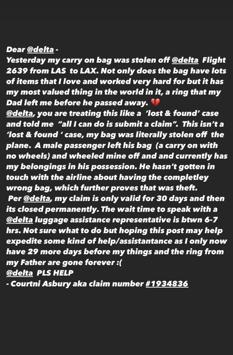 MissDeeezy's tweet photo. @Delta Please HELP. https://t.co/12V95pQHYT
