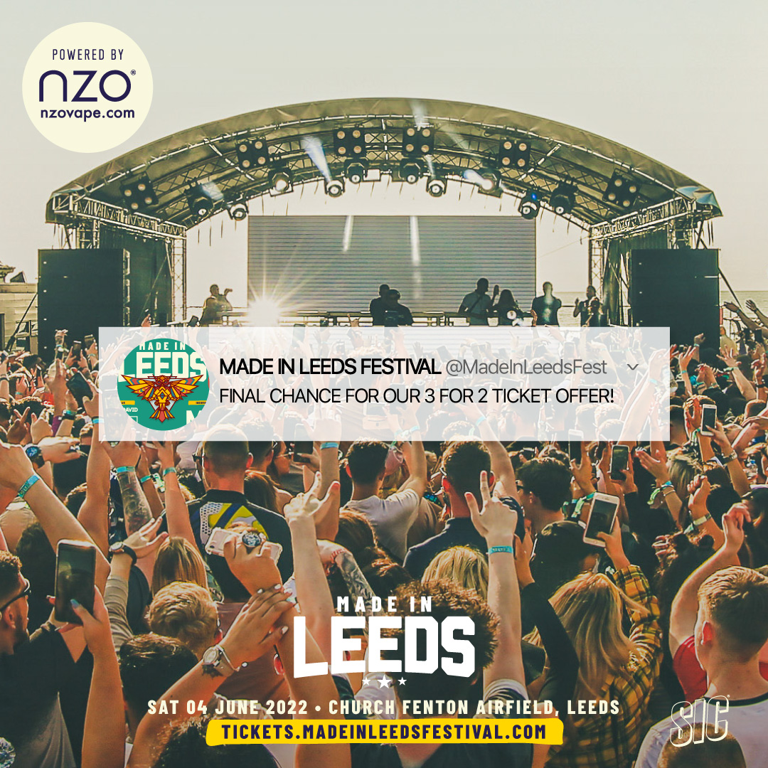 FINAL CHANCE FOR 3 FOR 2 TICKETS!

Buy 2 tickets for Made in Leeds and get the 3rd one FREE! 💸💸💸

Offer ends soon, don’t miss out! 

madeinleedsfestival.com