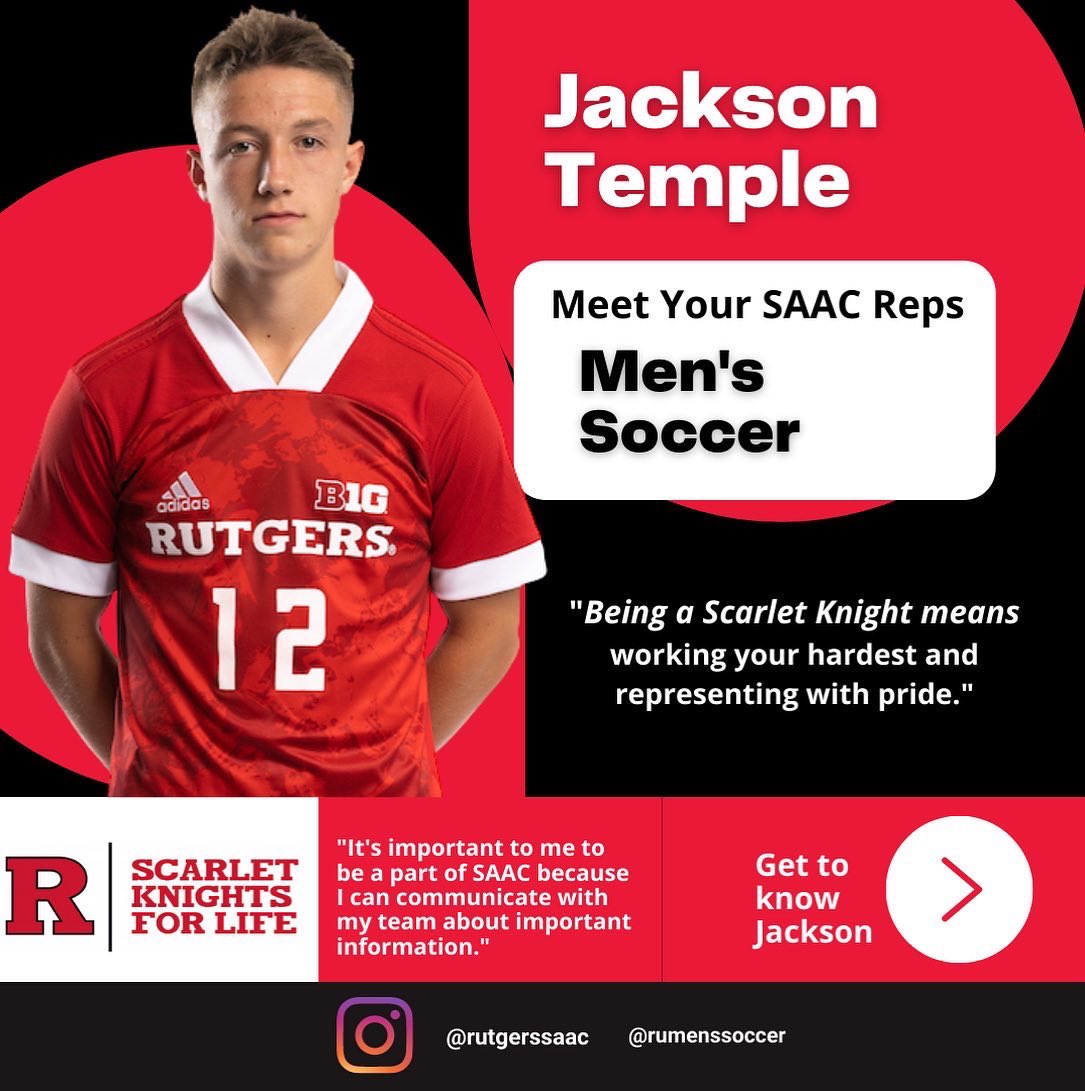 rutgerssaac's tweet photo. Get to know 𝐉𝐚𝐜𝐤𝐬𝐨𝐧 𝐓𝐞𝐦𝐩𝐥𝐞
 | @RUMensSoccer ⚽️ 2021-2022 𝐒𝐀𝐀𝐂 Rep. https://t.co/snqxJ9Ufr0